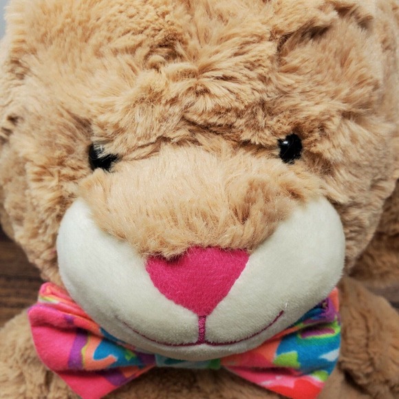 Animal Adventure Easter Bunny Rabbit Plush Stuffed Animal Tie Dye Bow Brown 14" - Picture 8 of 8